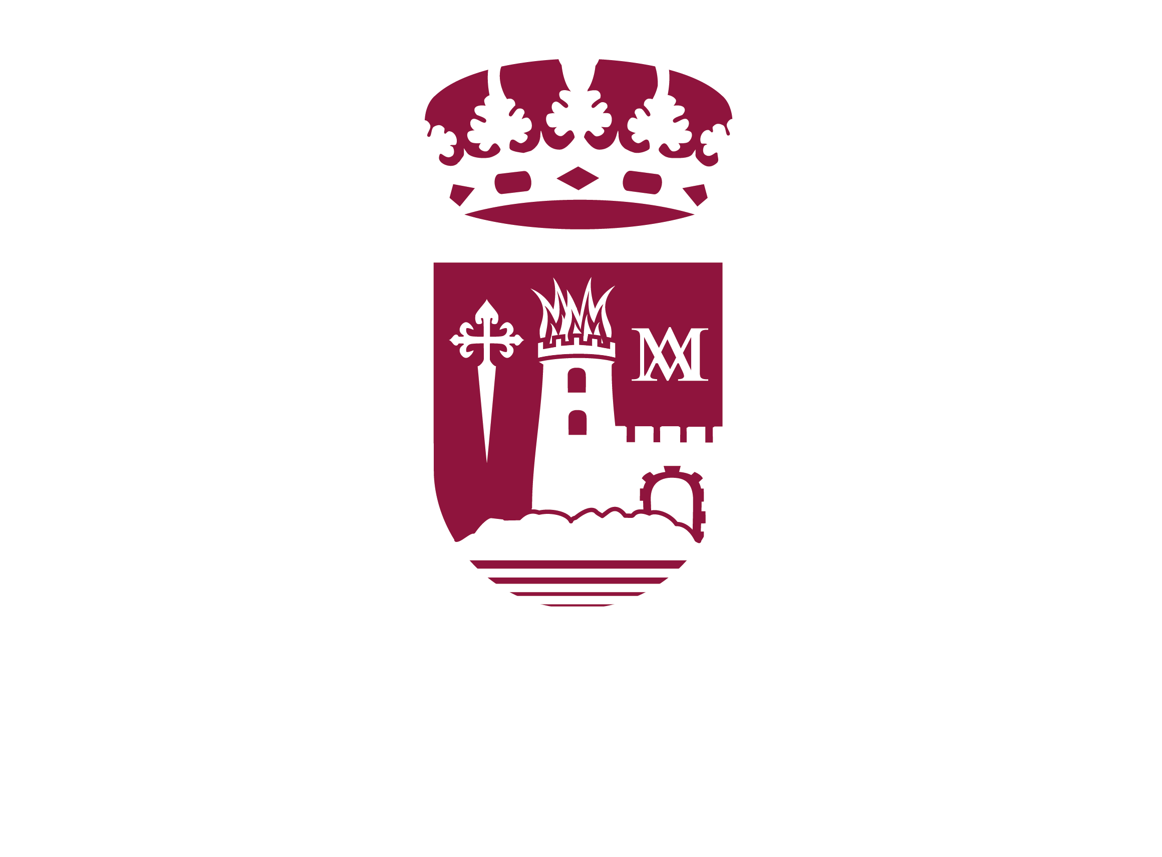 Logotipo vertical en blanco del Ayuntamiento de Puebla de Almenara