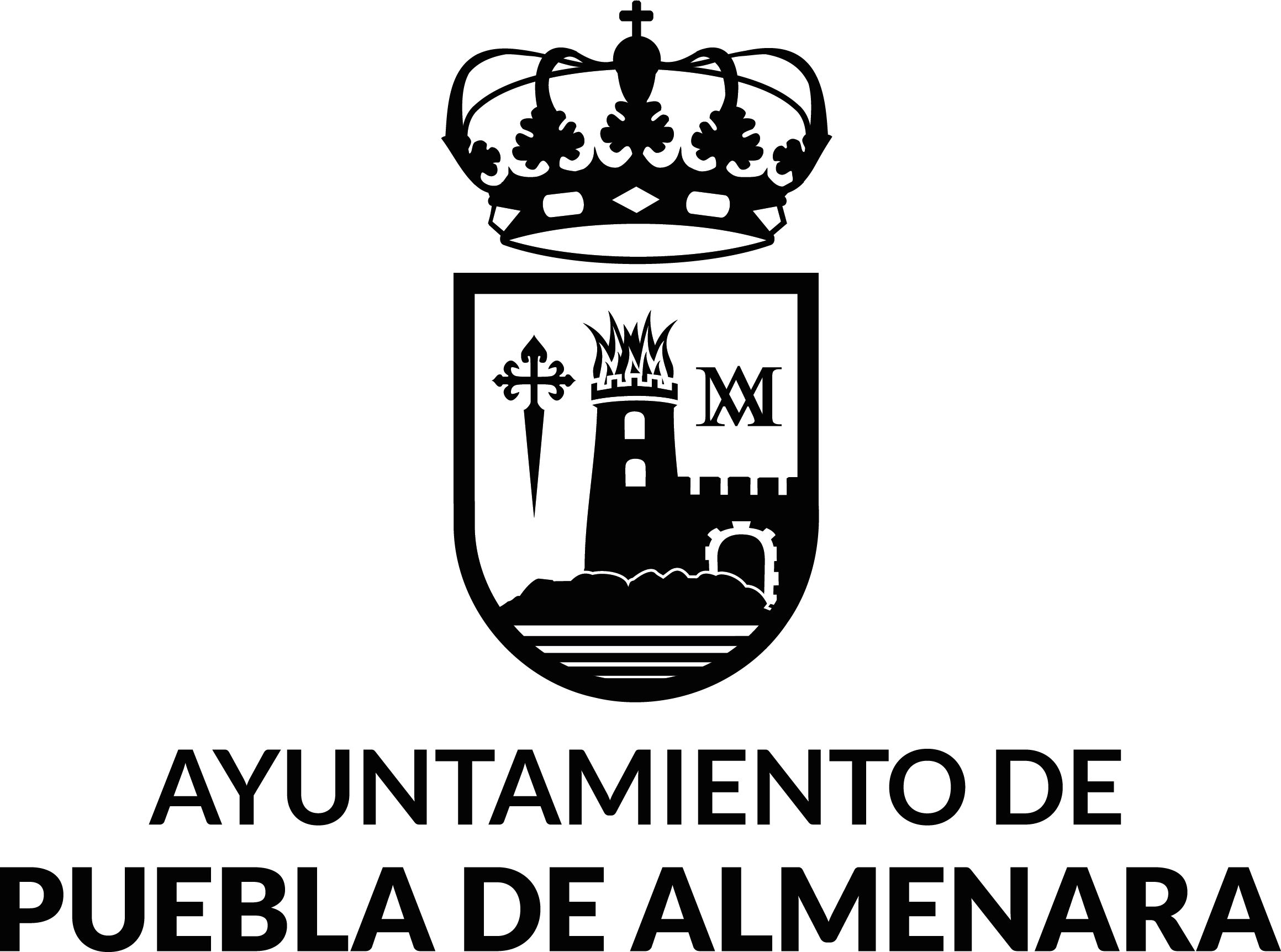 Logotipo vertical en negro del Ayuntamiento de Puebla de Almenara